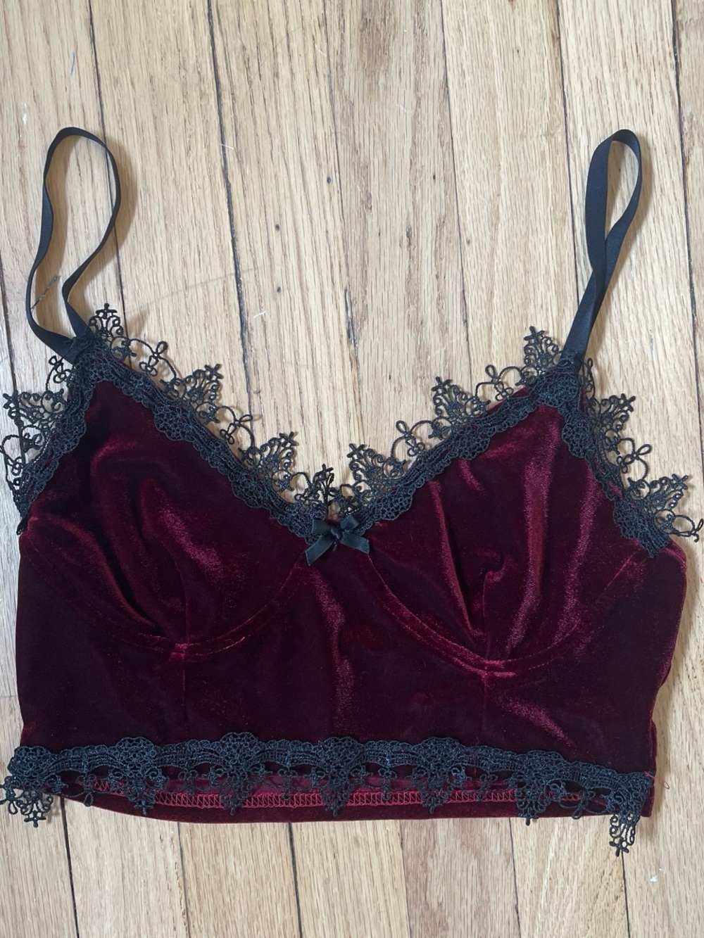 Velvet Lace Bralette - Burgundy